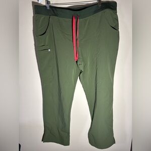 Figs Men's Green Scrub Pants with Red Drawstring XXL